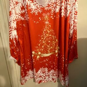 Festive Red and Gold Christmas Top